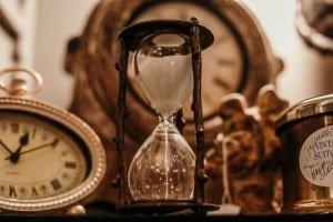 Shallow focus of clear hourglass