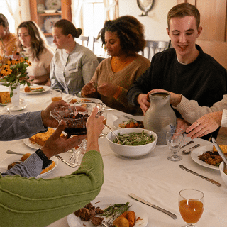 Hearth side dinner wade house