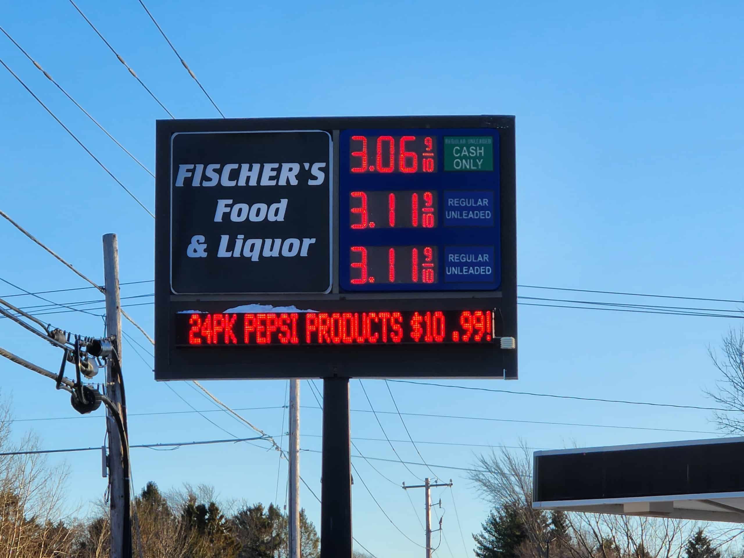 Gas prices at fischer's food and liquor