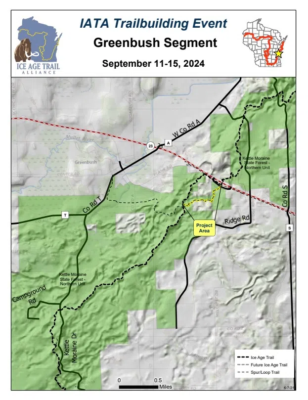 Map od re-route plan for the greenbush segment of the ice age trail.